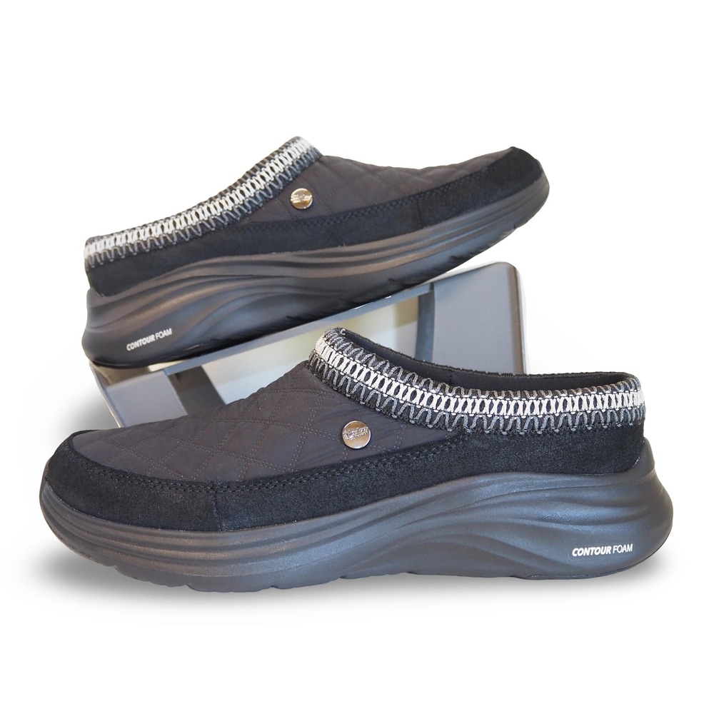 Skechers Contour Foam Cozy Fit Toffle Mules Womens 9 Black 168160